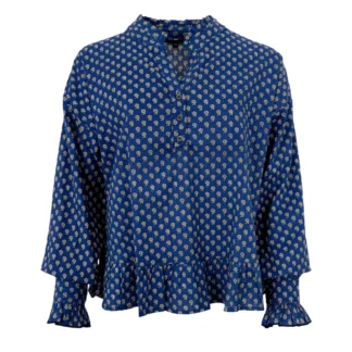 BCFLORA RUFFLE BLOUSE - blue floral